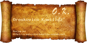 Oreskovics Kamilló névjegykártya